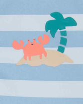 Traje de Baño Manga Larga Rayas Azul